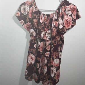 Floral Women's Top - Pink and Brown